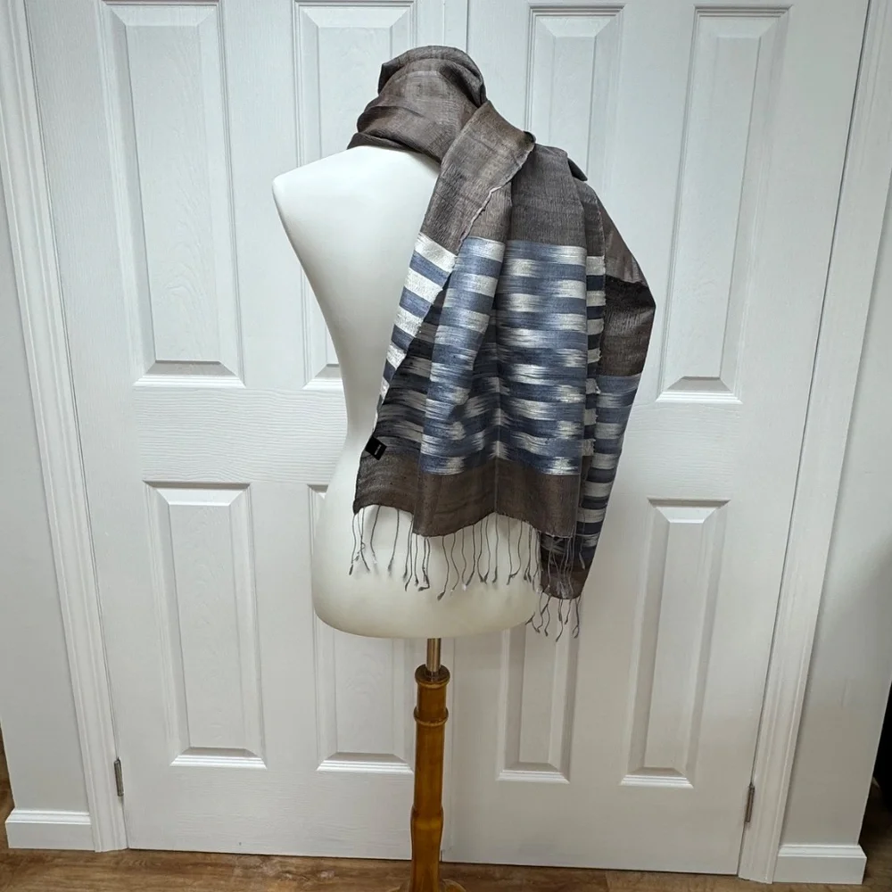 Unisex‎ Silk Scarf With Thin Fringes 68